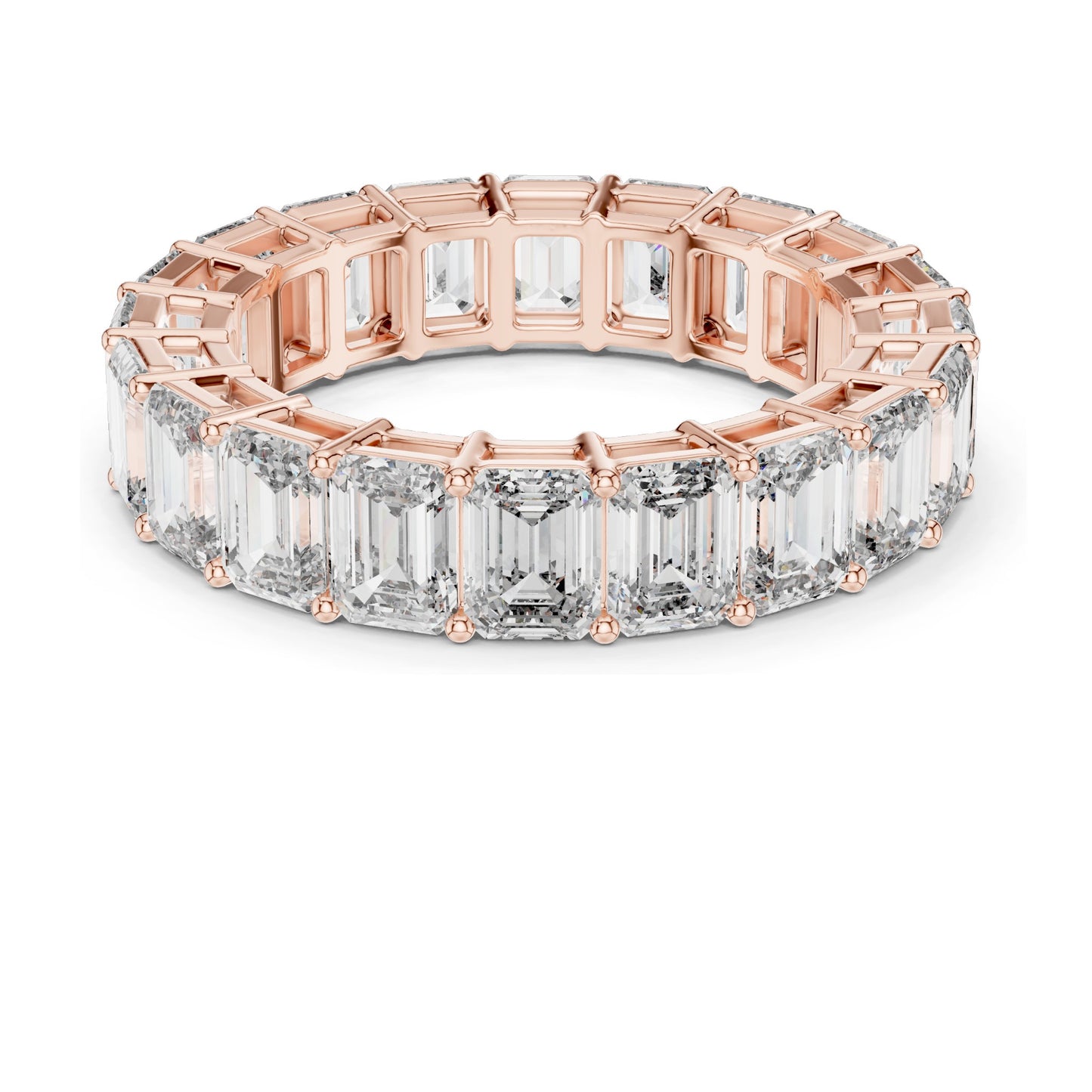 6.00 CT Emerald Cut Lab Diamond Eternity Band for Women | VVS-VS EF Clarity | 18KT, 14KT, 10KT Gold & 925 Silver | Rose, Yellow, White Gold & Moissanite Options