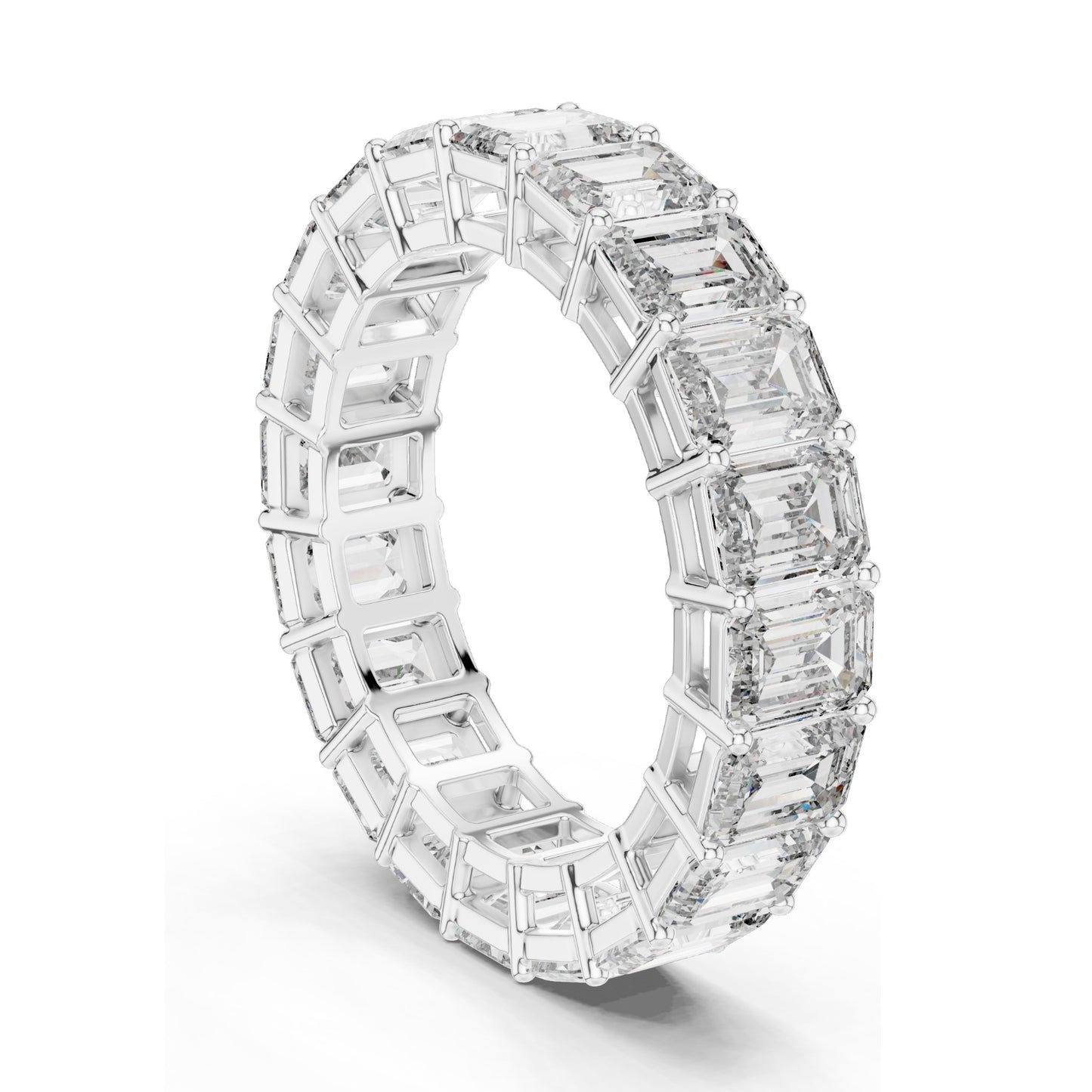 6.00 CT Emerald Cut Lab Diamond Eternity Band for Women | VVS-VS EF Clarity | 18KT, 14KT, 10KT Gold & 925 Silver | Rose, Yellow, White Gold & Moissanite Options