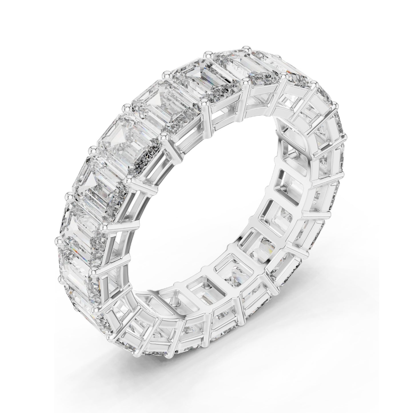 6.00 CT Emerald Cut Lab Diamond Eternity Band for Women | VVS-VS EF Clarity | 18KT, 14KT, 10KT Gold & 925 Silver | Rose, Yellow, White Gold & Moissanite Options