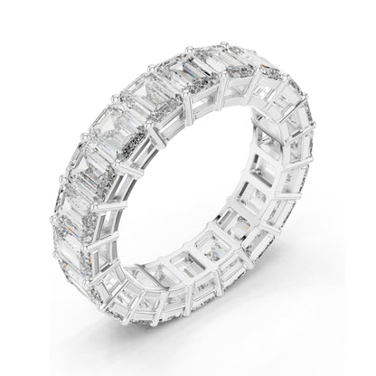 6.00 CT Emerald Cut Lab Diamond Eternity Band for Women | VVS-VS EF Clarity | 18KT, 14KT, 10KT Gold & 925 Silver | Rose, Yellow, White Gold & Moissanite Options