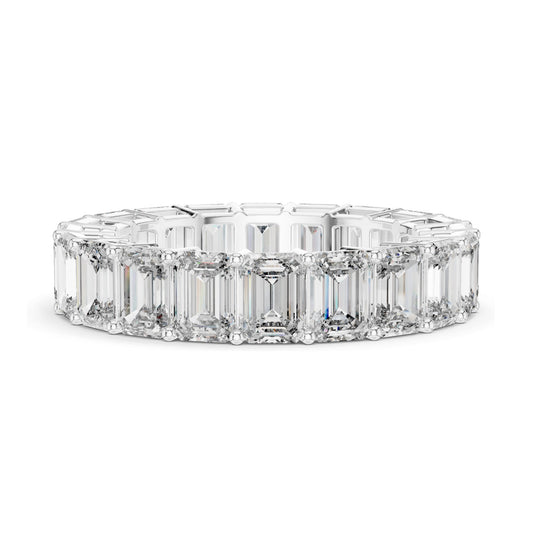 6.00 CT Emerald Cut Lab Diamond Eternity Band for Women | VVS-VS EF Clarity | 18KT, 14KT, 10KT Gold & 925 Silver | Rose, Yellow, White Gold & Moissanite Options