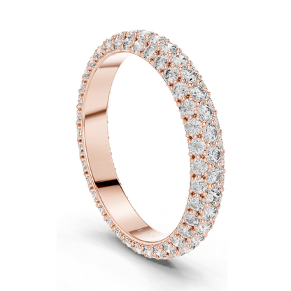 1.512 CT Round Brilliant Pavé Triple-Row Eternity Ring for Women 💍 VVS-VS EF CVD Lab Diamonds | 18KT, 14KT, 10KT & 925 Silver | Rose, Yellow, White Gold & Moissanite