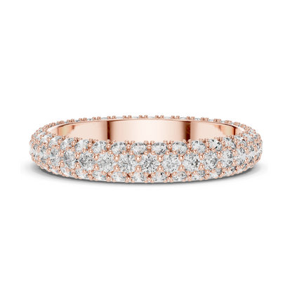 1.512 CT Round Brilliant Pavé Triple-Row Eternity Ring for Women 💍 VVS-VS EF CVD Lab Diamonds | 18KT, 14KT, 10KT & 925 Silver | Rose, Yellow, White Gold & Moissanite
