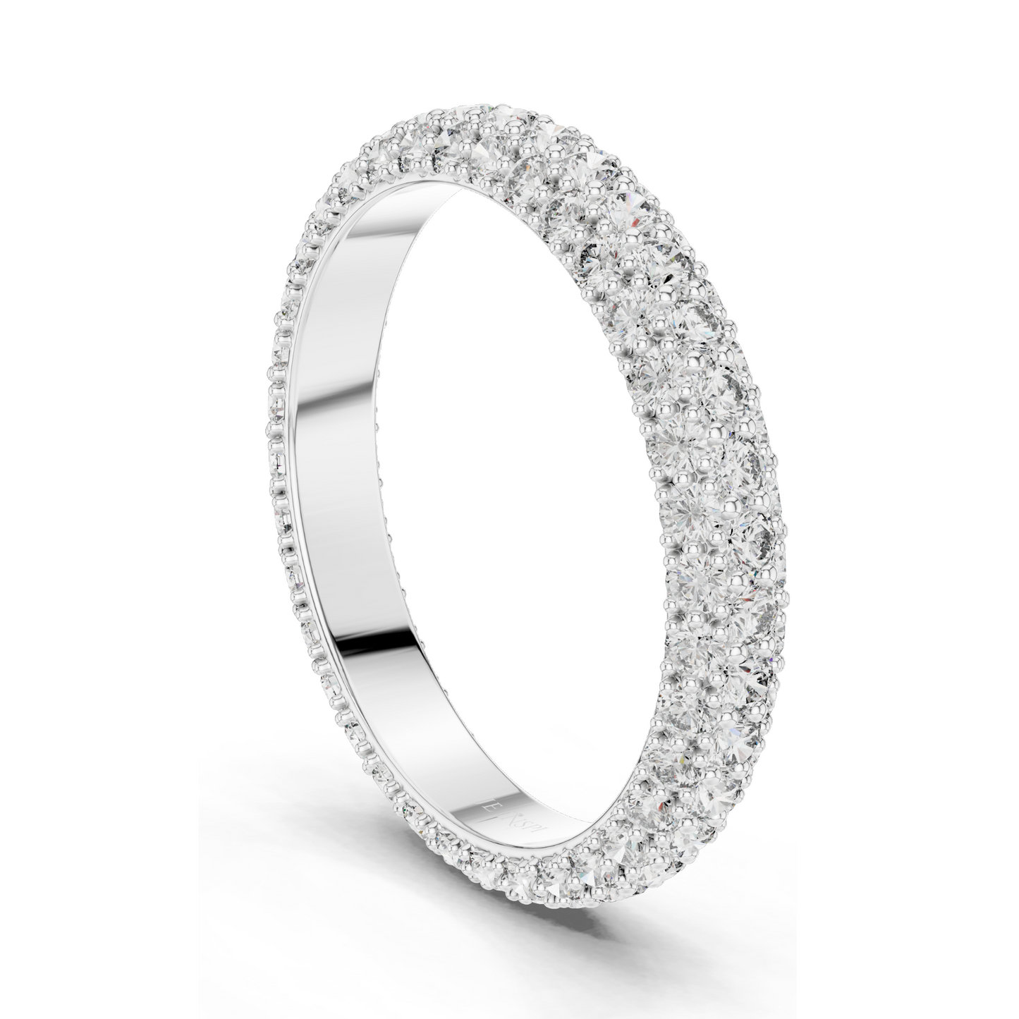 1.512 CT Round Brilliant Pavé Triple-Row Eternity Ring for Women 💍 VVS-VS EF CVD Lab Diamonds | 18KT, 14KT, 10KT & 925 Silver | Rose, Yellow, White Gold & Moissanite