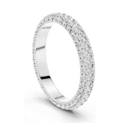 1.512 CT Round Brilliant Pavé Triple-Row Eternity Ring for Women 💍 VVS-VS EF CVD Lab Diamonds | 18KT, 14KT, 10KT & 925 Silver | Rose, Yellow, White Gold & Moissanite