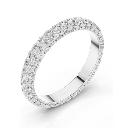 1.512 CT Round Brilliant Pavé Triple-Row Eternity Ring for Women 💍 VVS-VS EF CVD Lab Diamonds | 18KT, 14KT, 10KT & 925 Silver | Rose, Yellow, White Gold & Moissanite