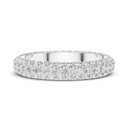 1.512 CT Round Brilliant Pavé Triple-Row Eternity Ring for Women 💍 VVS-VS EF CVD Lab Diamonds | 18KT, 14KT, 10KT & 925 Silver | Rose, Yellow, White Gold & Moissanite