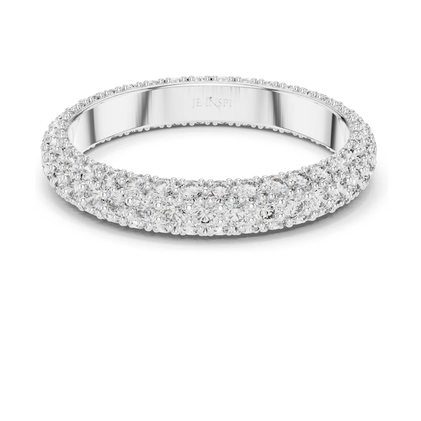 1.512 CT Round Brilliant Pavé Triple-Row Eternity Ring for Women 💍 VVS-VS EF CVD Lab Diamonds | 18KT, 14KT, 10KT & 925 Silver | Rose, Yellow, White Gold & Moissanite