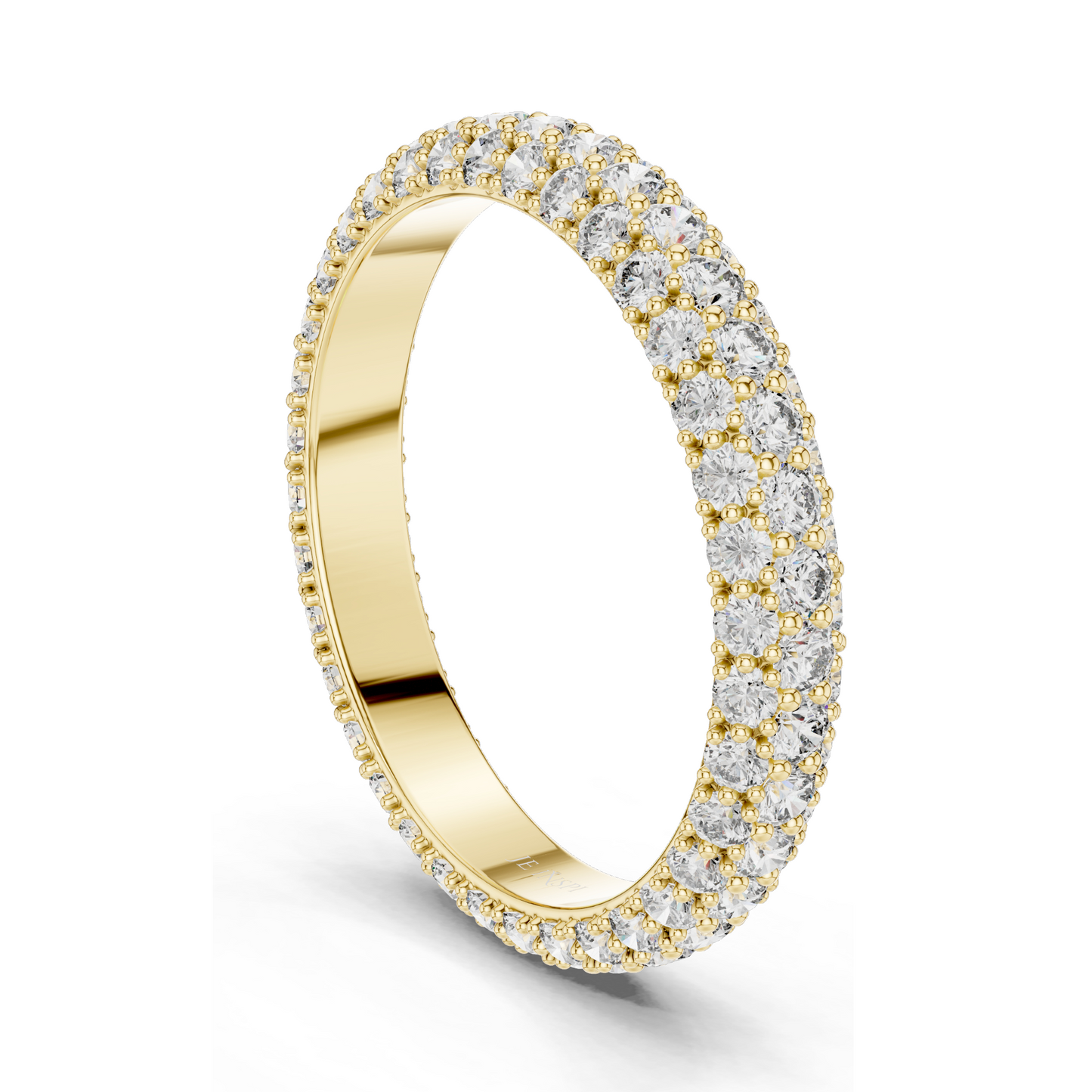 1.512 CT Round Brilliant Pavé Triple-Row Eternity Ring for Women 💍 VVS-VS EF CVD Lab Diamonds | 18KT, 14KT, 10KT & 925 Silver | Rose, Yellow, White Gold & Moissanite