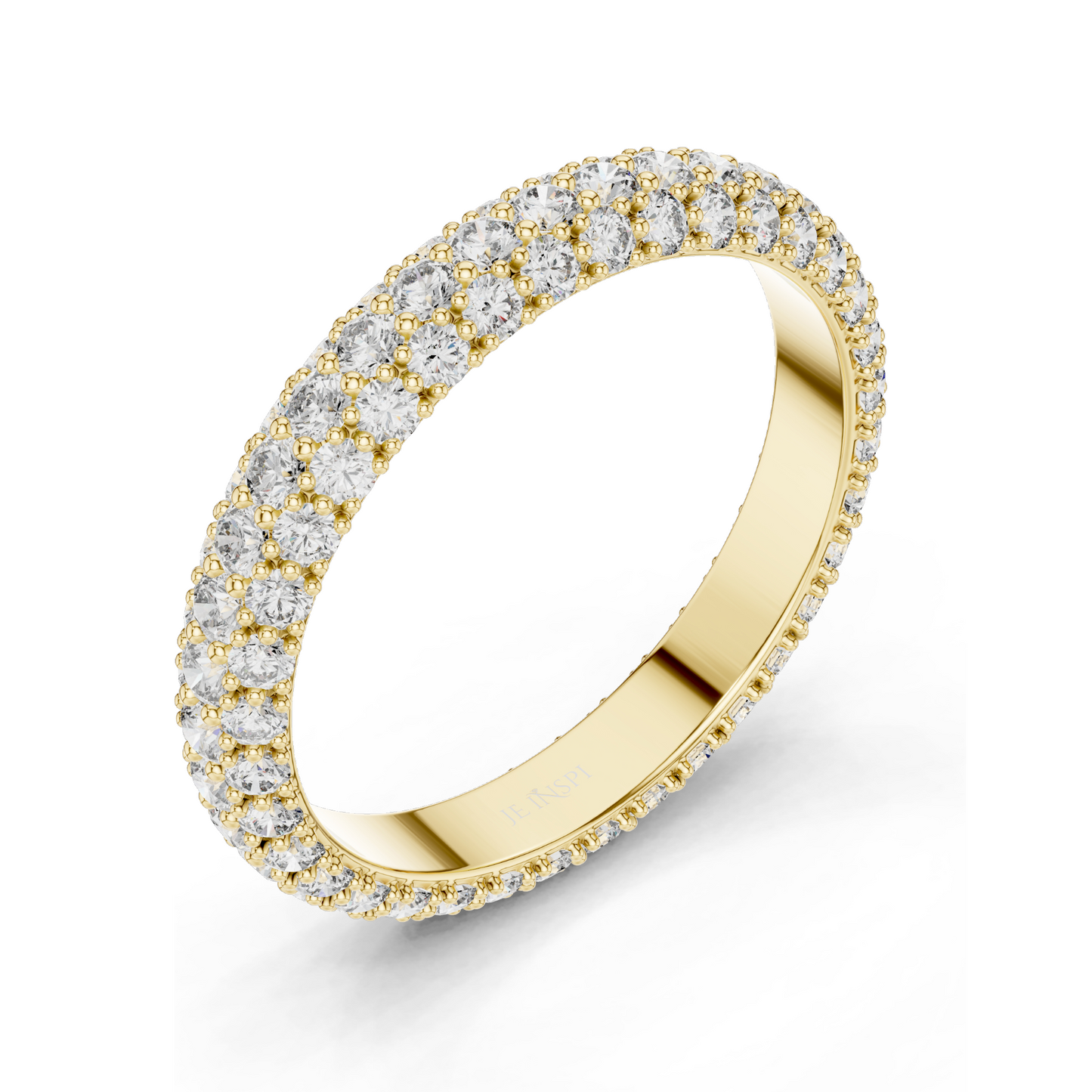 1.512 CT Round Brilliant Pavé Triple-Row Eternity Ring for Women 💍 VVS-VS EF CVD Lab Diamonds | 18KT, 14KT, 10KT & 925 Silver | Rose, Yellow, White Gold & Moissanite