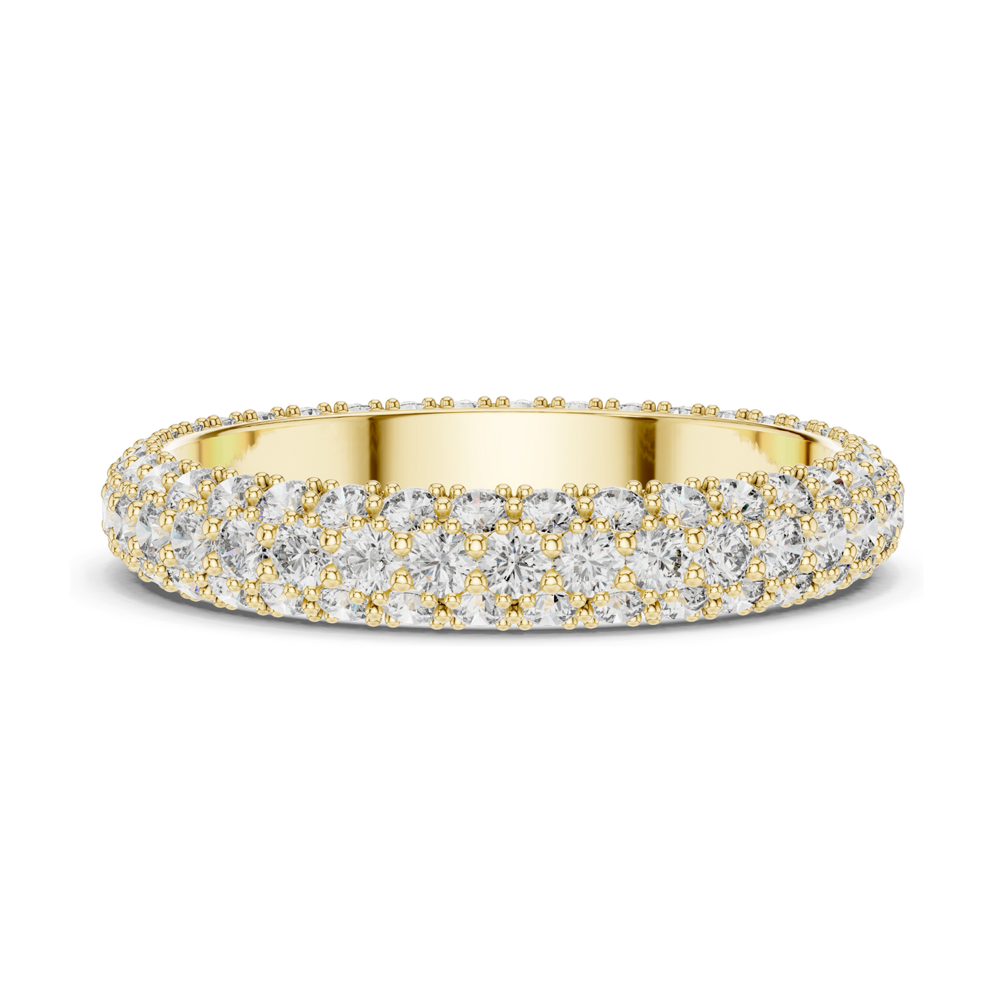 1.512 CT Round Brilliant Pavé Triple-Row Eternity Ring for Women 💍 VVS-VS EF CVD Lab Diamonds | 18KT, 14KT, 10KT & 925 Silver | Rose, Yellow, White Gold & Moissanite