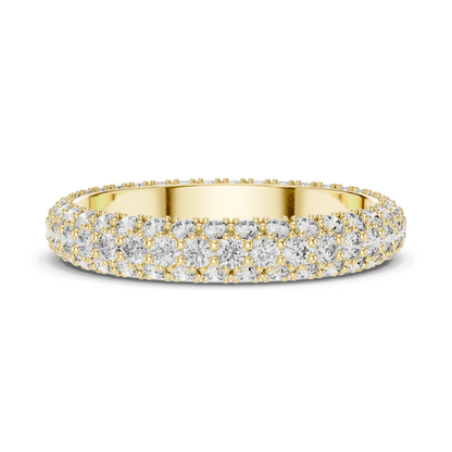1.512 CT Round Brilliant Pavé Triple-Row Eternity Ring for Women 💍 VVS-VS EF CVD Lab Diamonds | 18KT, 14KT, 10KT & 925 Silver | Rose, Yellow, White Gold & Moissanite