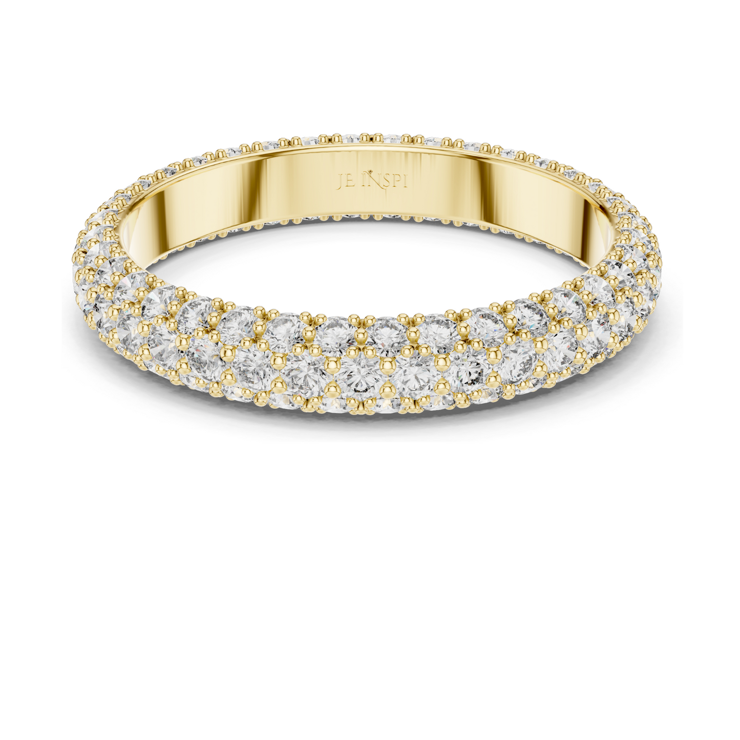 1.512 CT Round Brilliant Pavé Triple-Row Eternity Ring for Women 💍 VVS-VS EF CVD Lab Diamonds | 18KT, 14KT, 10KT & 925 Silver | Rose, Yellow, White Gold & Moissanite