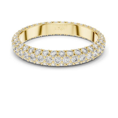 1.512 CT Round Brilliant Pavé Triple-Row Eternity Ring for Women 💍 VVS-VS EF CVD Lab Diamonds | 18KT, 14KT, 10KT & 925 Silver | Rose, Yellow, White Gold & Moissanite
