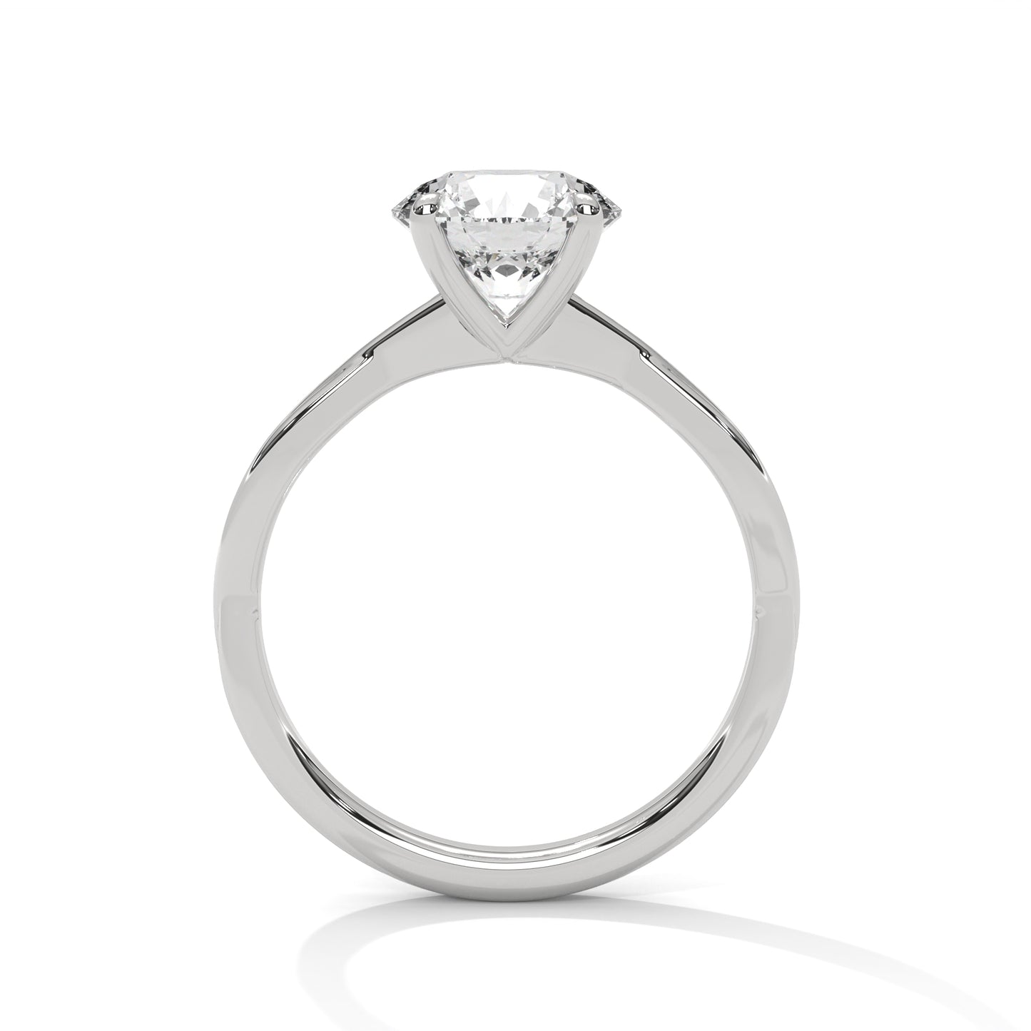 Classic Round Cut Solitaire Engagement Ring | 2ct Lab Diamond Ring in Yellow, White & Rose Gold | Dainty Twisted Shank Promise Ring