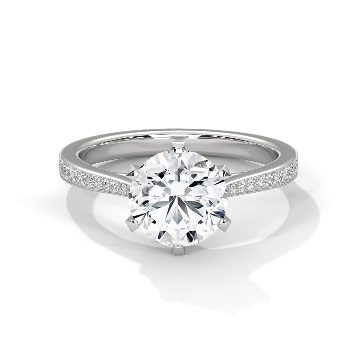2CT Lab Grown Diamond Engagement Ring | VVS Clarity Solitaire with Side Diamonds | Solid Gold Ring in 14K/18K/10K | Customizable Bridal Ring