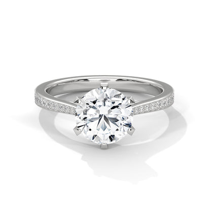 2CT Lab Grown Diamond Engagement Ring | VVS Clarity Solitaire with Side Diamonds | Solid Gold Ring in 14K/18K/10K | Customizable Bridal Ring