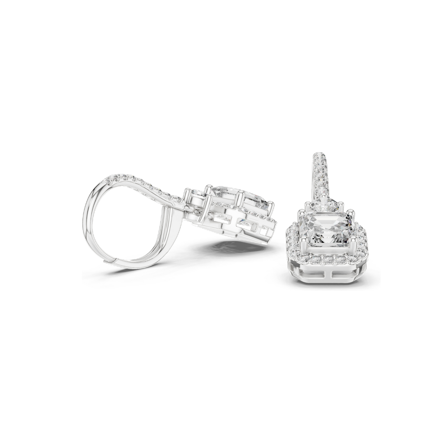2.598 CT Asscher Cut Lab Diamond Drop Earrings | VVS-VS EF Clarity | 18KT, 14KT, 10KT Gold & 925 Silver | Rose, Yellow, White Gold & Moissanite Options