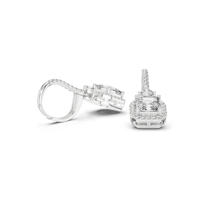 2.598 CT Asscher Cut Lab Diamond Drop Earrings | VVS-VS EF Clarity | 18KT, 14KT, 10KT Gold & 925 Silver | Rose, Yellow, White Gold & Moissanite Options