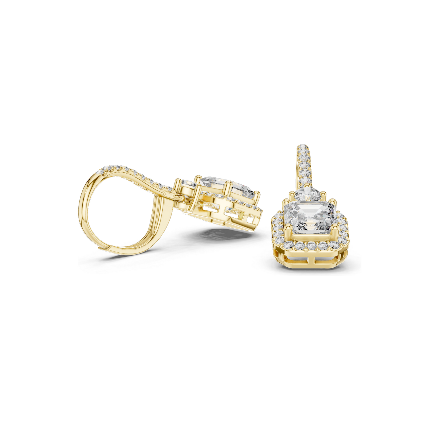 2.598 CT Asscher Cut Lab Diamond Drop Earrings | VVS-VS EF Clarity | 18KT, 14KT, 10KT Gold & 925 Silver | Rose, Yellow, White Gold & Moissanite Options