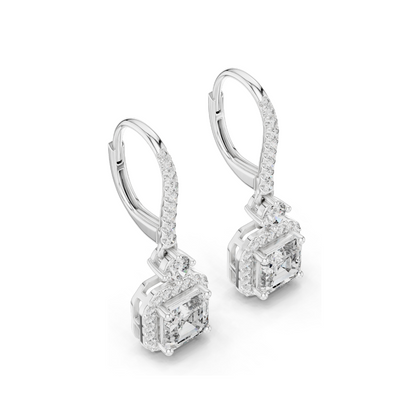 2.598 CT Asscher Cut Lab Diamond Drop Earrings | VVS-VS EF Clarity | 18KT, 14KT, 10KT Gold & 925 Silver | Rose, Yellow, White Gold & Moissanite Options