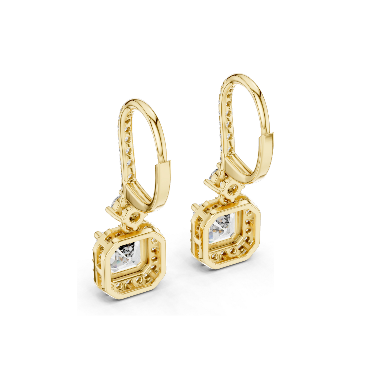 2.598 CT Asscher Cut Lab Diamond Drop Earrings | VVS-VS EF Clarity | 18KT, 14KT, 10KT Gold & 925 Silver | Rose, Yellow, White Gold & Moissanite Options