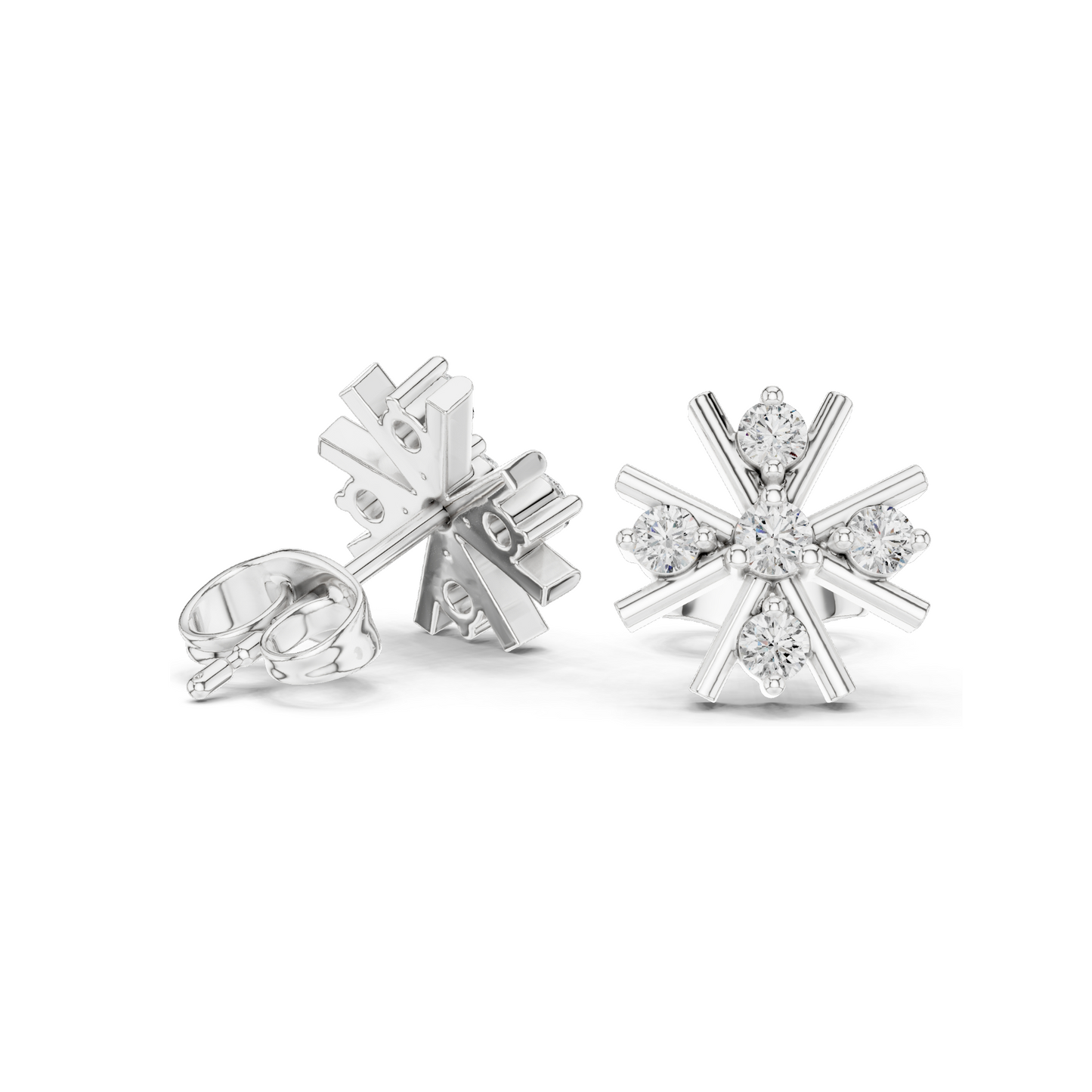 0.32 CT Lab Diamond Starburst Stud Earrings for Women | Round Cut VVS-VS EF Clarity | 18KT, 14KT, 10KT Gold & 925 Silver | Rose, Yellow, White Gold & Moissanite Options