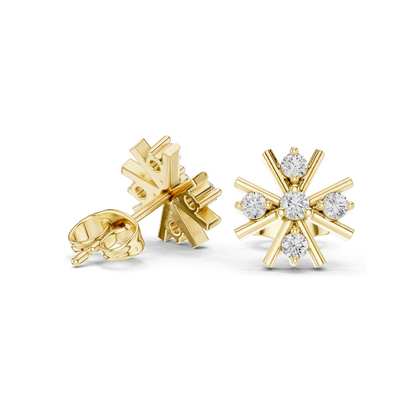 0.32 CT Lab Diamond Starburst Stud Earrings for Women | Round Cut VVS-VS EF Clarity | 18KT, 14KT, 10KT Gold & 925 Silver | Rose, Yellow, White Gold & Moissanite Options