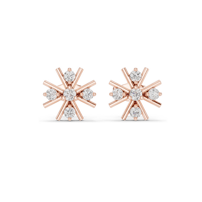 0.32 CT Lab Diamond Starburst Stud Earrings for Women | Round Cut VVS-VS EF Clarity | 18KT, 14KT, 10KT Gold & 925 Silver | Rose, Yellow, White Gold & Moissanite Options