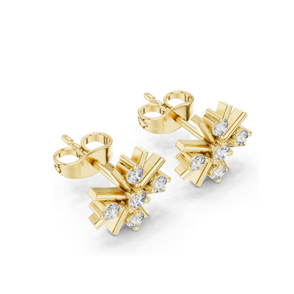 0.32 CT Lab Diamond Starburst Stud Earrings for Women | Round Cut VVS-VS EF Clarity | 18KT, 14KT, 10KT Gold & 925 Silver | Rose, Yellow, White Gold & Moissanite Options