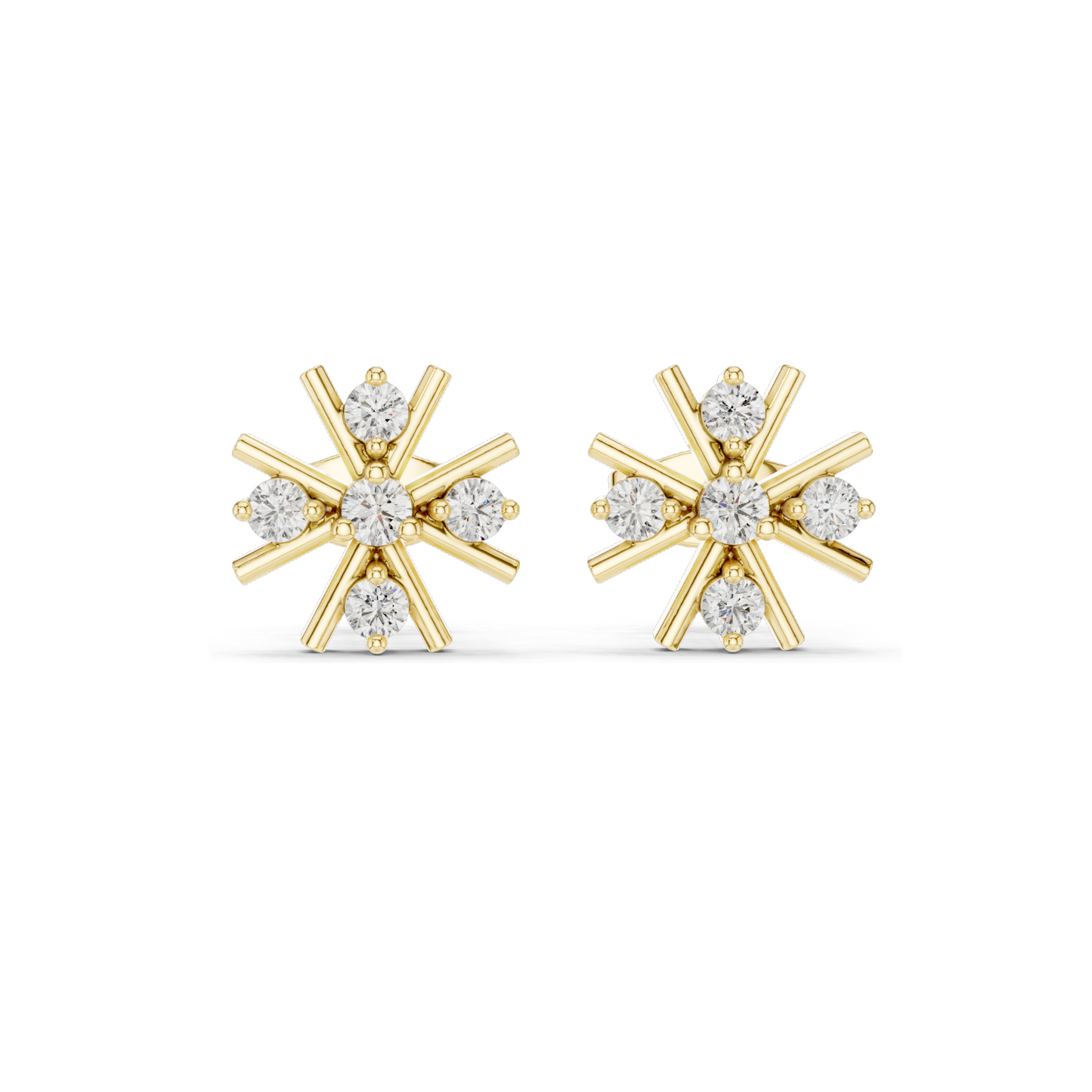 0.32 CT Lab Diamond Starburst Stud Earrings for Women | Round Cut VVS-VS EF Clarity | 18KT, 14KT, 10KT Gold & 925 Silver | Rose, Yellow, White Gold & Moissanite Options