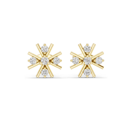 0.32 CT Lab Diamond Starburst Stud Earrings for Women | Round Cut VVS-VS EF Clarity | 18KT, 14KT, 10KT Gold & 925 Silver | Rose, Yellow, White Gold & Moissanite Options