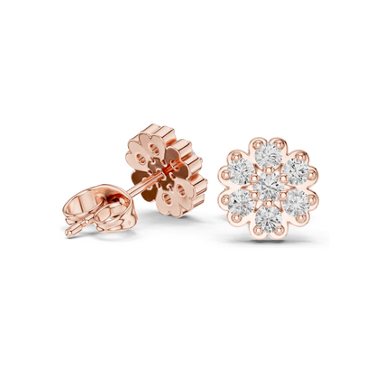 0.51 CT Lab Diamond Floral Stud Earrings for Women | Round Brilliant Cut | VVS-VS EF Clarity | 18KT, 14KT, 10KT Gold & 925 Silver | Rose, Yellow, White Gold & Moissanite Options