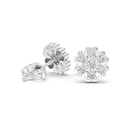0.51 CT Lab Diamond Floral Stud Earrings for Women | Round Brilliant Cut | VVS-VS EF Clarity | 18KT, 14KT, 10KT Gold & 925 Silver | Rose, Yellow, White Gold & Moissanite Options