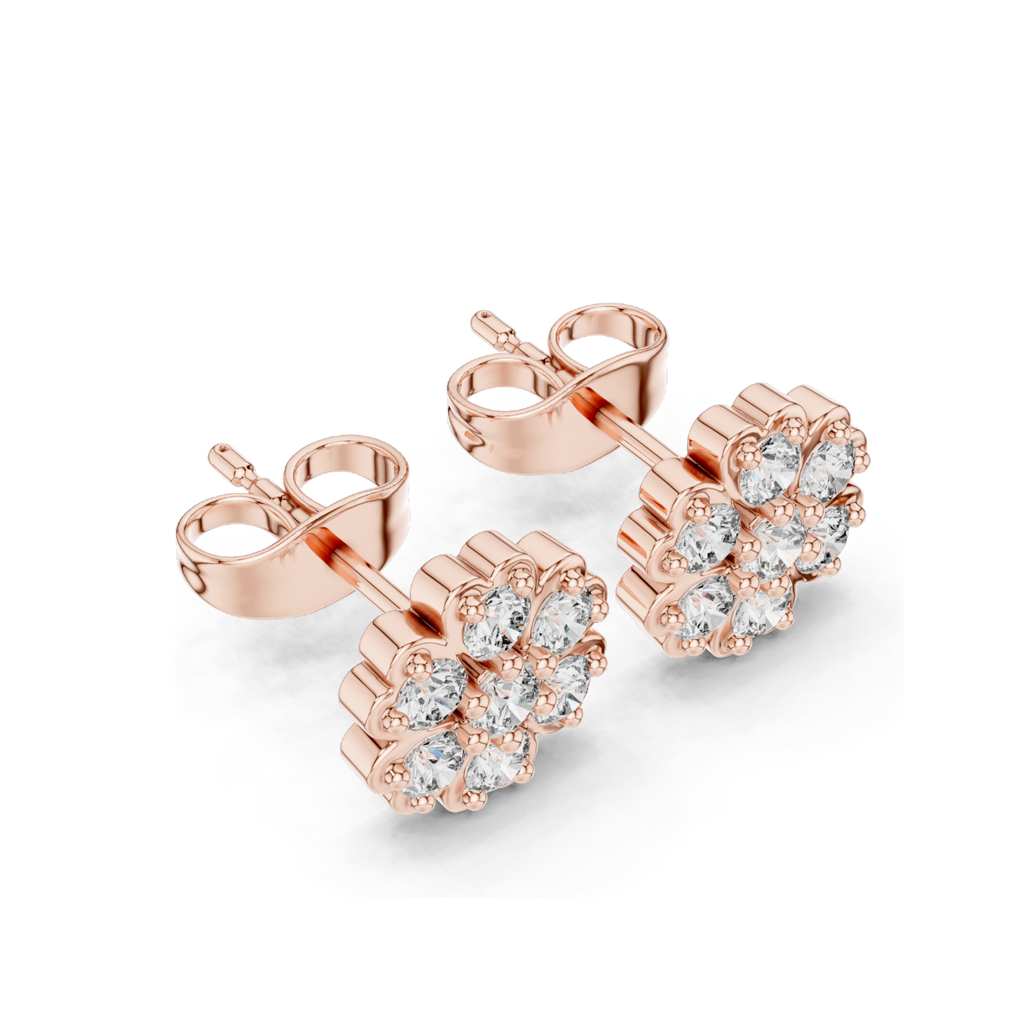 0.51 CT Lab Diamond Floral Stud Earrings for Women | Round Brilliant Cut | VVS-VS EF Clarity | 18KT, 14KT, 10KT Gold & 925 Silver | Rose, Yellow, White Gold & Moissanite Options