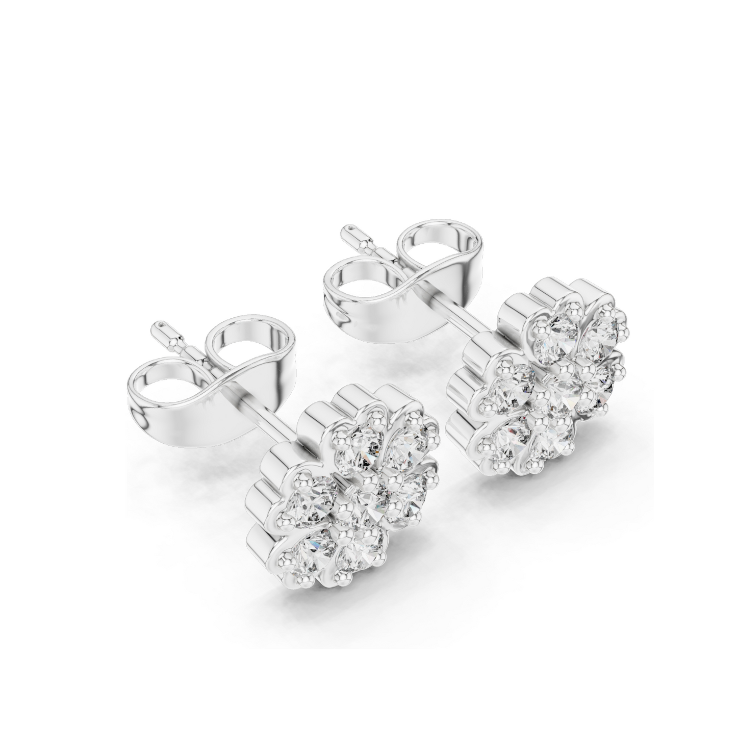 0.51 CT Lab Diamond Floral Stud Earrings for Women | Round Brilliant Cut | VVS-VS EF Clarity | 18KT, 14KT, 10KT Gold & 925 Silver | Rose, Yellow, White Gold & Moissanite Options