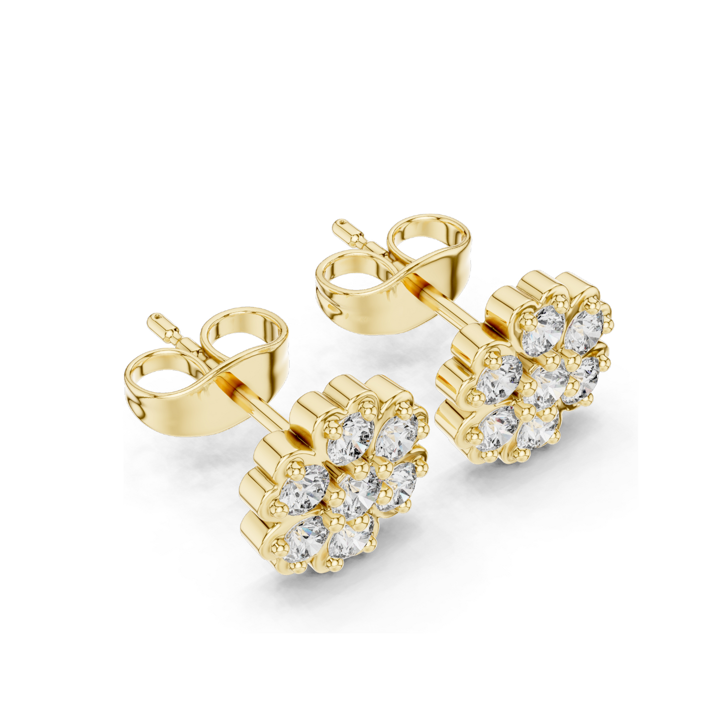 0.51 CT Lab Diamond Floral Stud Earrings for Women | Round Brilliant Cut | VVS-VS EF Clarity | 18KT, 14KT, 10KT Gold & 925 Silver | Rose, Yellow, White Gold & Moissanite Options