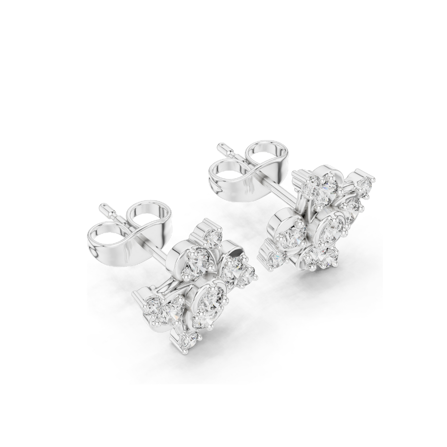 0.56 CT Lab Diamond Floral Cluster Stud Earrings | VVS-VS EF Clarity | 18KT, 14KT, 10KT Gold & 925 Silver | Rose, Yellow, White Gold & Moissanite Options