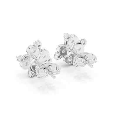 0.56 CT Lab Diamond Floral Cluster Stud Earrings | VVS-VS EF Clarity | 18KT, 14KT, 10KT Gold & 925 Silver | Rose, Yellow, White Gold & Moissanite Options