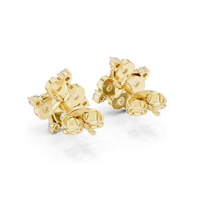 0.56 CT Lab Diamond Floral Cluster Stud Earrings | VVS-VS EF Clarity | 18KT, 14KT, 10KT Gold & 925 Silver | Rose, Yellow, White Gold & Moissanite Options