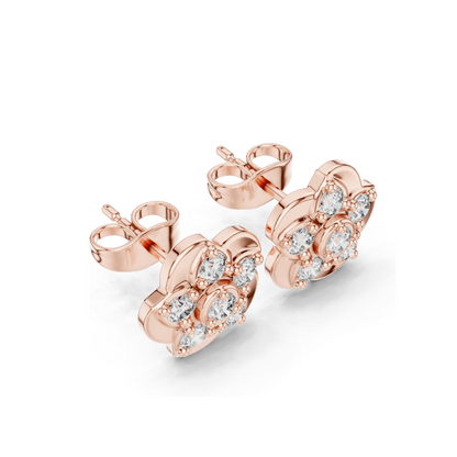 0.55 CT Lab Grown Diamond Floral Stud Earrings | VVS-VS EF Clarity | 18KT, 14KT, 10KT Gold & 925 Silver | Rose, Yellow, White Gold | Moissanite Options