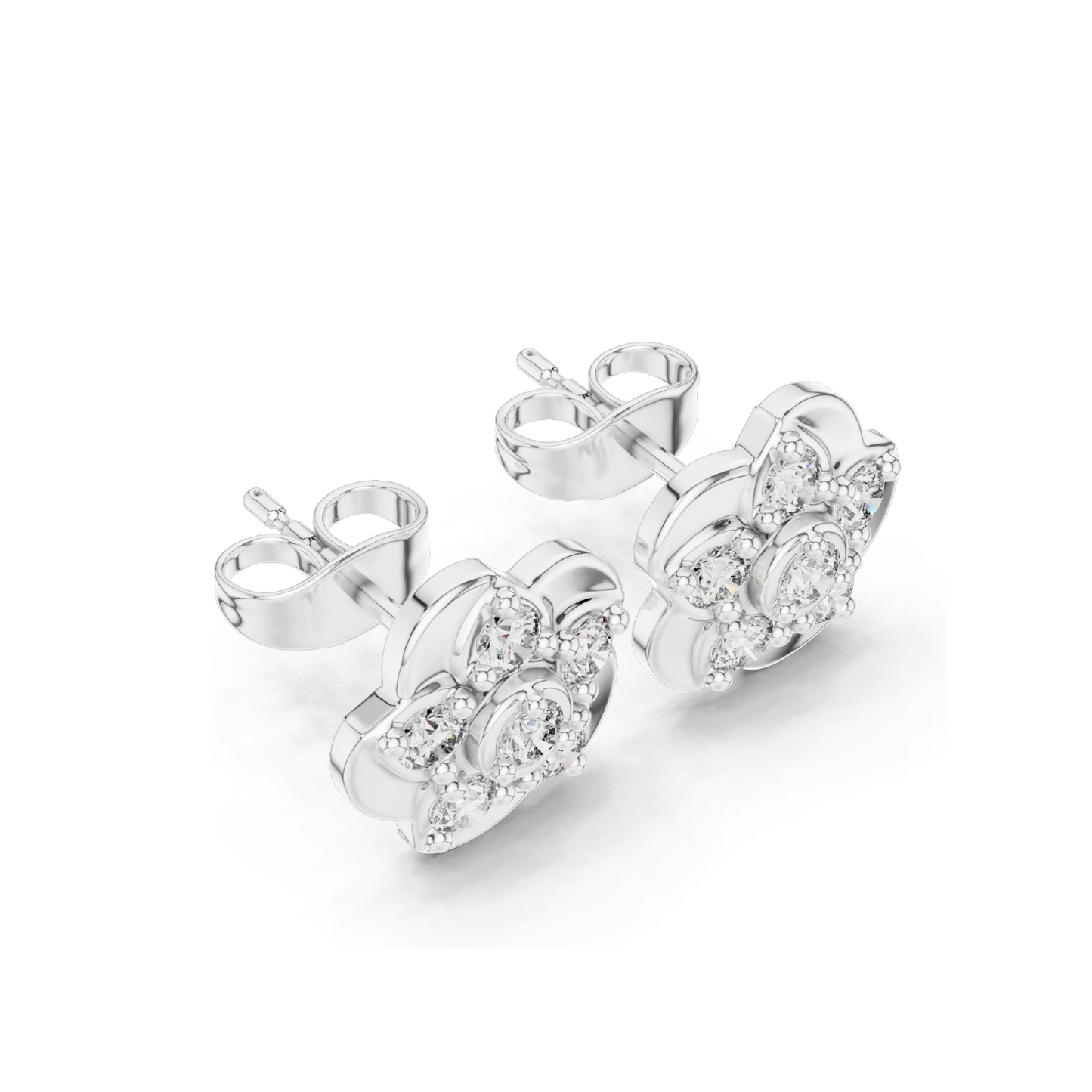 0.55 CT Lab Grown Diamond Floral Stud Earrings | VVS-VS EF Clarity | 18KT, 14KT, 10KT Gold & 925 Silver | Rose, Yellow, White Gold | Moissanite Options