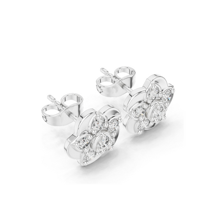 0.55 CT Lab Grown Diamond Floral Stud Earrings | VVS-VS EF Clarity | 18KT, 14KT, 10KT Gold & 925 Silver | Rose, Yellow, White Gold | Moissanite Options