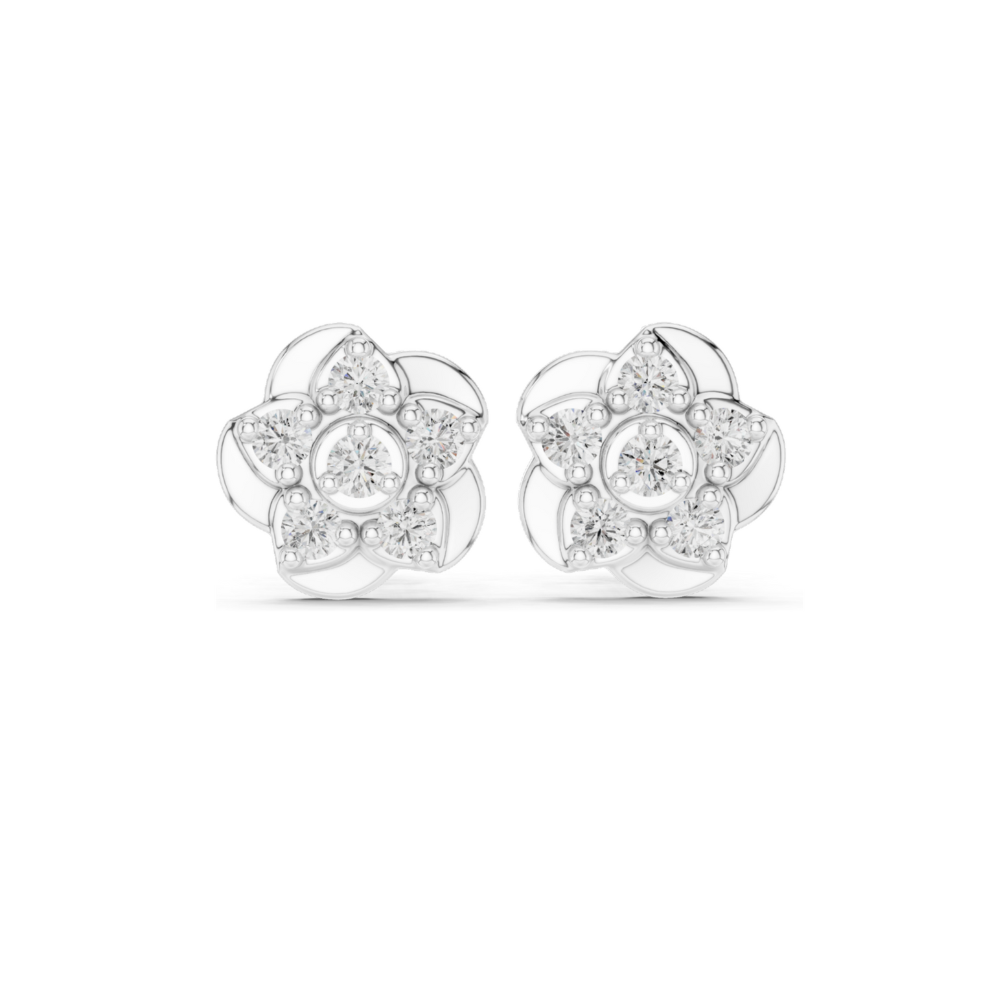 0.55 CT Lab Grown Diamond Floral Stud Earrings | VVS-VS EF Clarity | 18KT, 14KT, 10KT Gold & 925 Silver | Rose, Yellow, White Gold | Moissanite Options