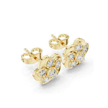 0.55 CT Lab Grown Diamond Floral Stud Earrings | VVS-VS EF Clarity | 18KT, 14KT, 10KT Gold & 925 Silver | Rose, Yellow, White Gold | Moissanite Options