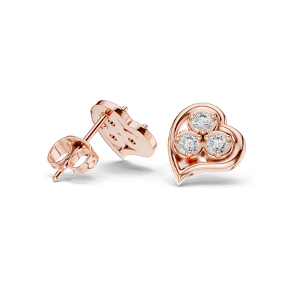 0.39 CT Lab Diamond Heart Stud Earrings | VVS–VS EF Clarity CVD Diamonds | 18KT, 14KT, 10KT Gold & 925 Silver | Moissanite Options | Yellow, Rose, White Gold