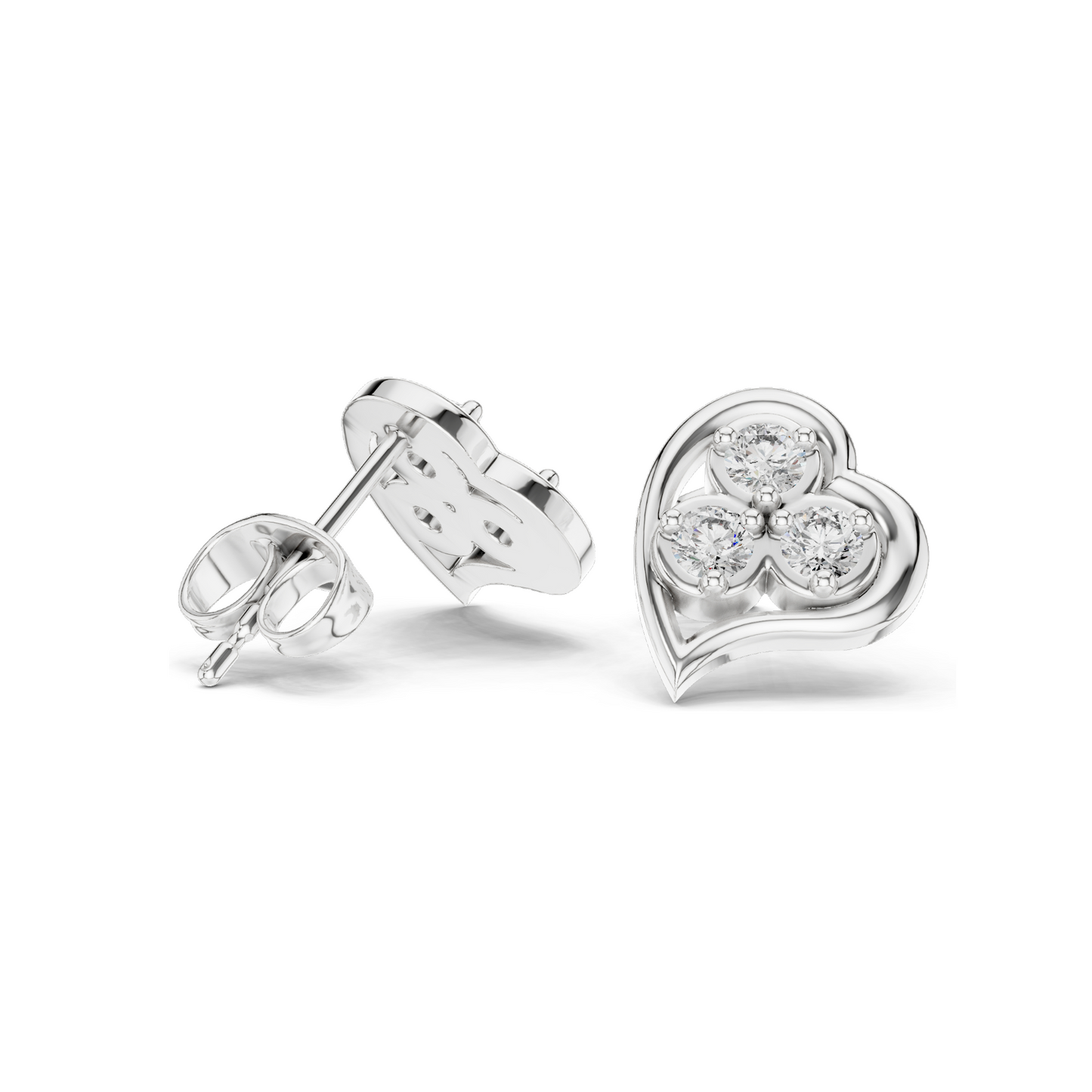 0.39 CT Lab Diamond Heart Stud Earrings | VVS–VS EF Clarity CVD Diamonds | 18KT, 14KT, 10KT Gold & 925 Silver | Moissanite Options | Yellow, Rose, White Gold