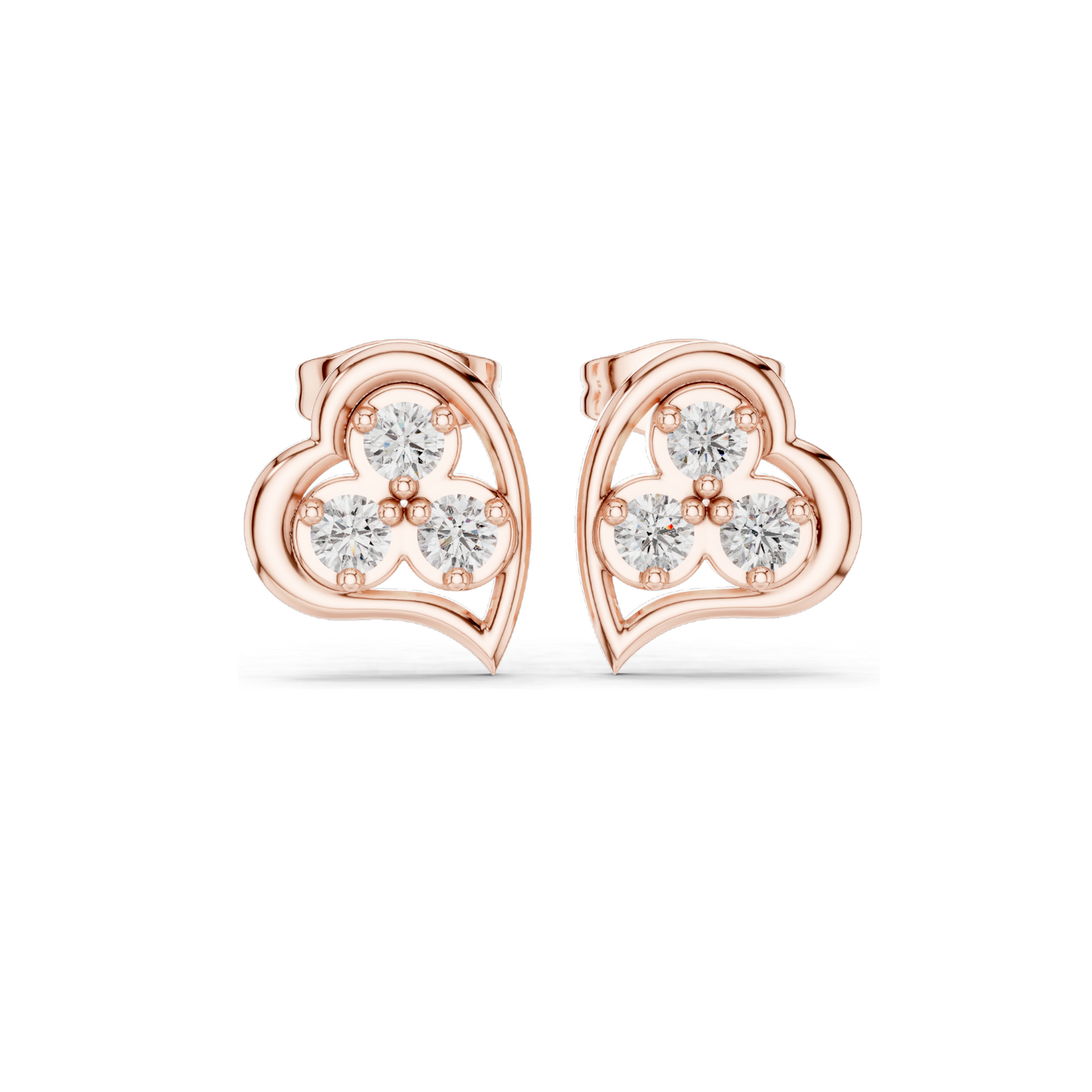 0.39 CT Lab Diamond Heart Stud Earrings | VVS–VS EF Clarity CVD Diamonds | 18KT, 14KT, 10KT Gold & 925 Silver | Moissanite Options | Yellow, Rose, White Gold