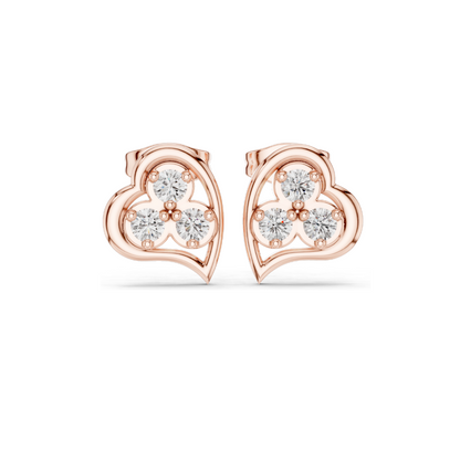 0.39 CT Lab Diamond Heart Stud Earrings | VVS–VS EF Clarity CVD Diamonds | 18KT, 14KT, 10KT Gold & 925 Silver | Moissanite Options | Yellow, Rose, White Gold