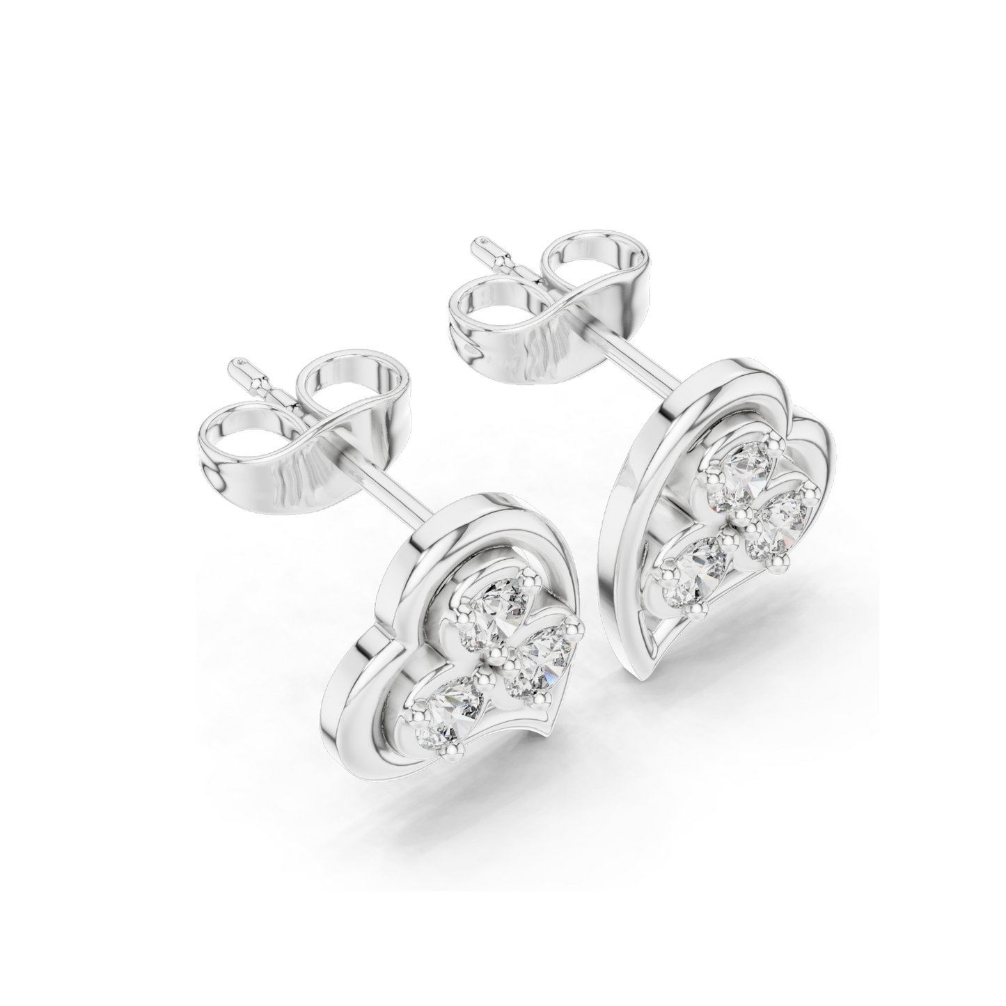 0.39 CT Lab Diamond Heart Stud Earrings | VVS–VS EF Clarity CVD Diamonds | 18KT, 14KT, 10KT Gold & 925 Silver | Moissanite Options | Yellow, Rose, White Gold